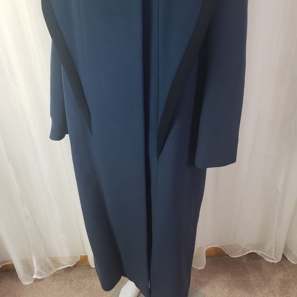 Vintage Nipon Coature navy blue/deep teal wool coat unique cut size 10 - Picture 3 of 13